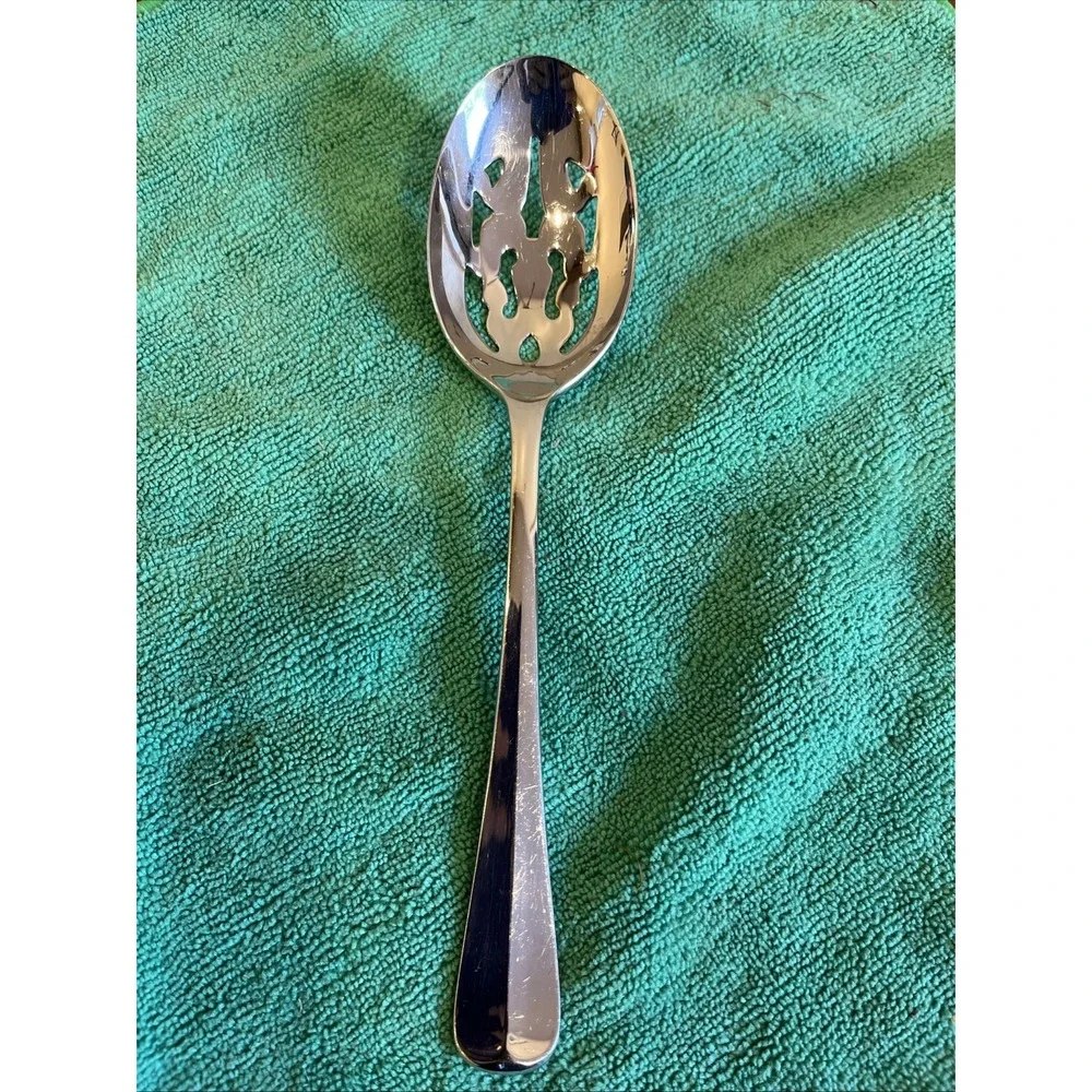 COLONIAL TIPT Gorham Stainless Pierced Serving Spoon Glossy 18/8 Japan Flatware